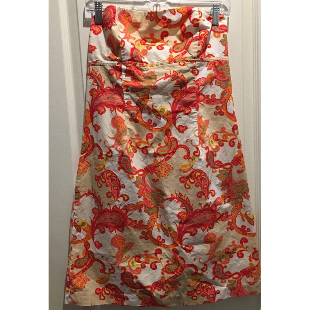 Tommy Hilfiger strapless paisley dress 8 orange pink tan